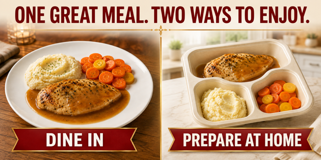 Chicken dinner tray for seniors foodservice